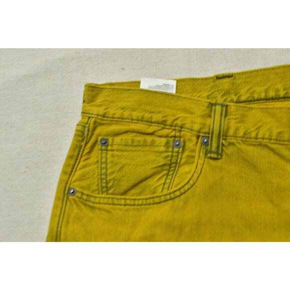Levi's 501 CT Men Jeans Yellow Green Regular Size 42x32 Cotton Denim Button Fly - Picture 4 of 8